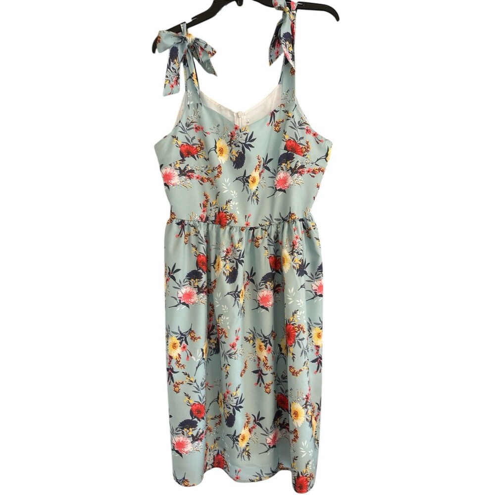 Floral Tropical Boho  Dress Spring Summer Tie Sleeve Size Large